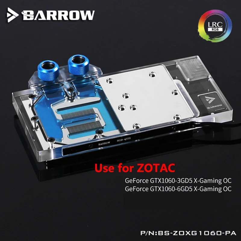 Полностью закрывающий блок графической карты BARROW для ZOTAC GTX1060-6GD5X-Gaming OC /