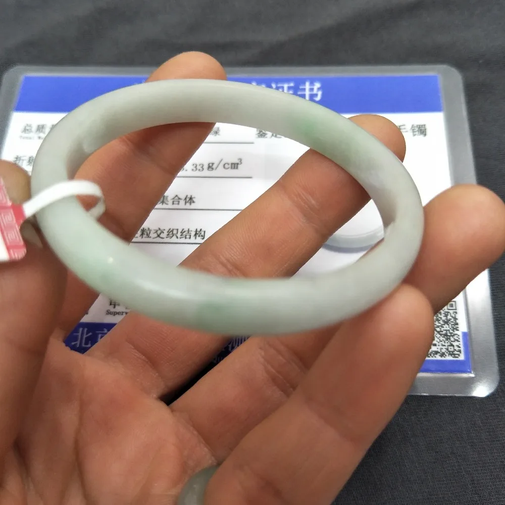 

Send A certificate natural Jadeite bracelet Beautiful delicate light green 52-61mm female bracelet Jewelry girls bracelet