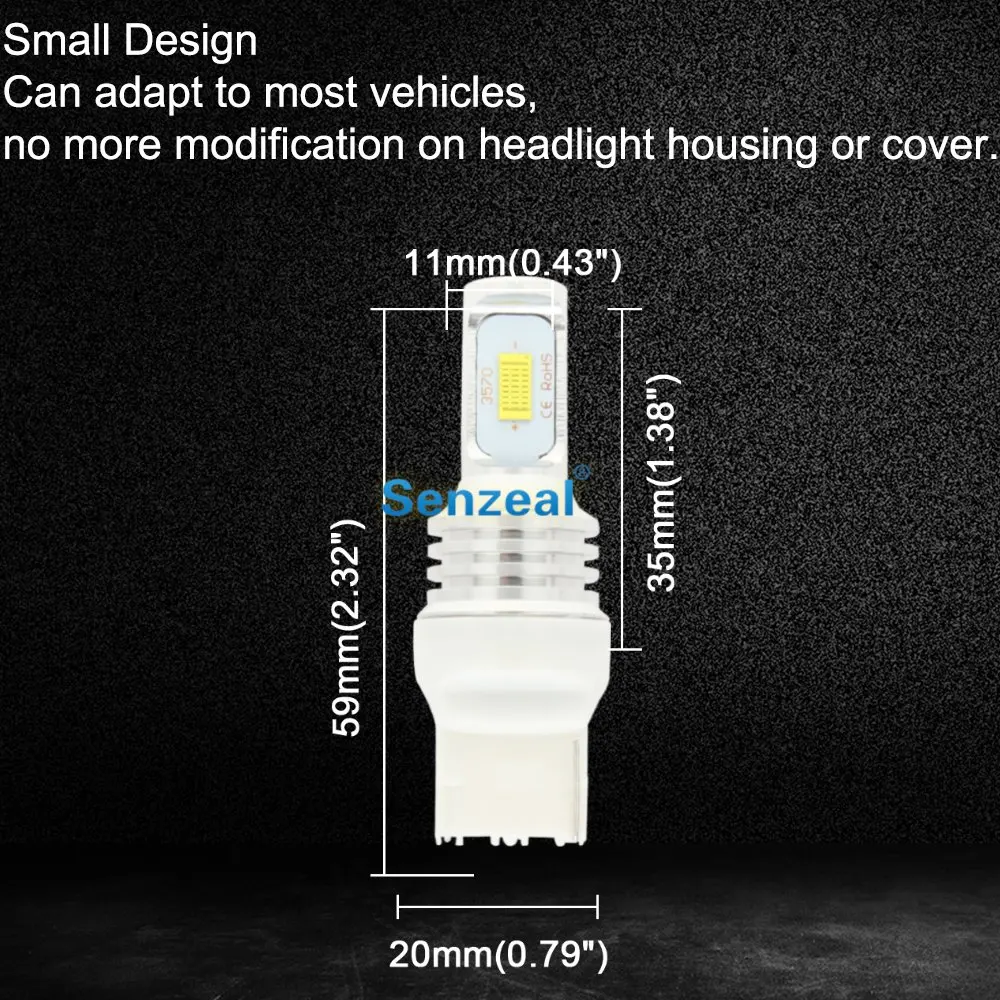 SENZEAL 2 шт. 72W фары для T20 7440 Автомобильный светодиодный CSP 3570 1000Lm W21W Фары заднего