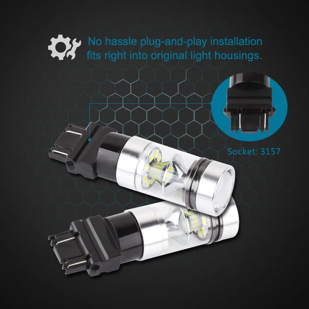Светодиодная лампа T25 3157 высокой мощности 2 шт. 3030 20 SMD P27/7 Вт светодиодная для