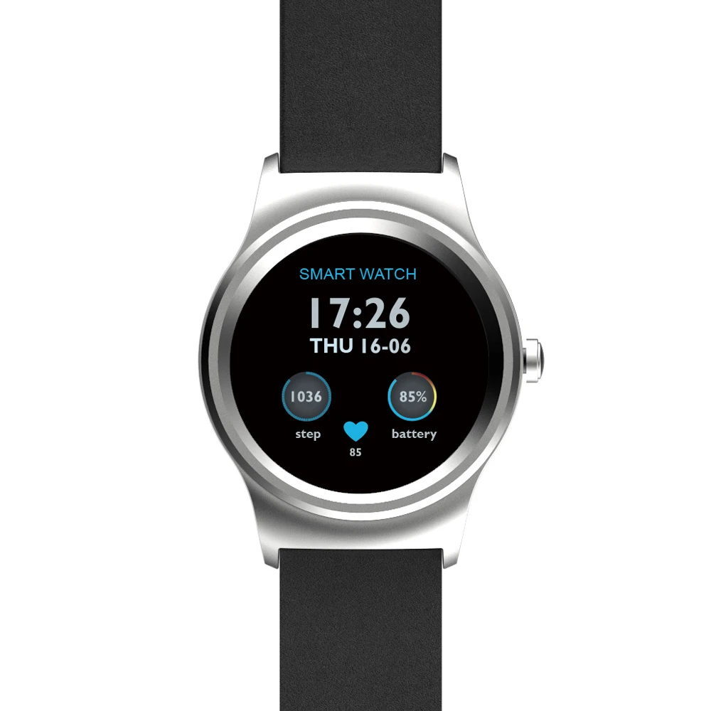 Black Silver PU Умные часы 1," ips дисплей MTK2503A трекер активности Smartwatch 300 мАч 128 МБ+ 64 Мб управление музыкой дистанционная камера умные часы - Цвет: Black Silver PU