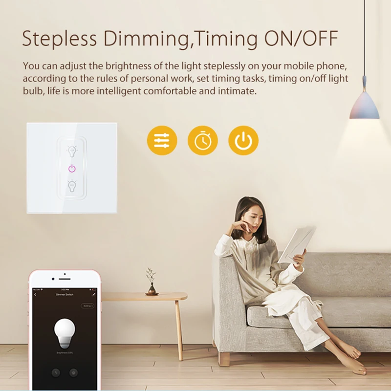 NEO Coolcam WiFi ЕС диммер переключатель 1 банда умный сенсорный выключатель света лампочка с регулированием яркости работа с Amazon Alexa Google Assistant, IFTTT