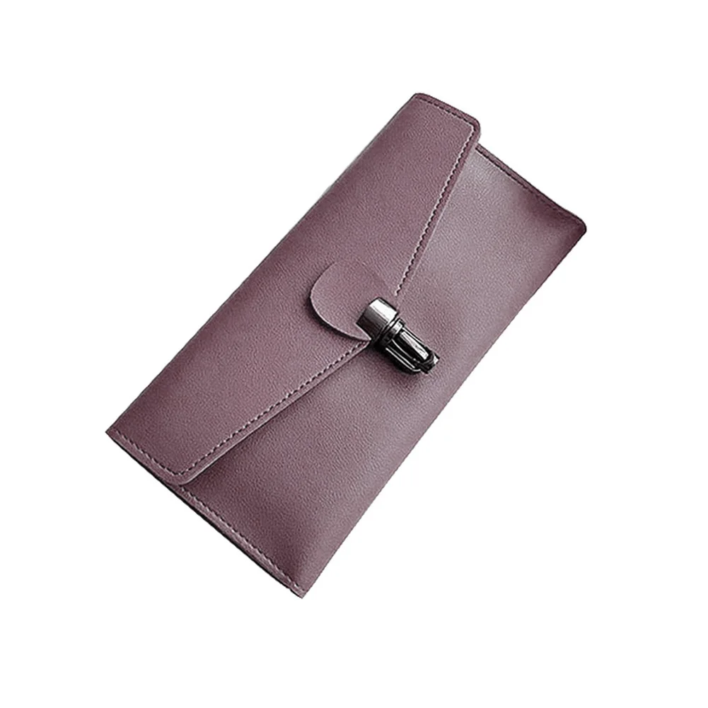 Модный корейский женский длинный кошелек кожаные однотонные сумки с отделением