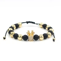 zircon fashion new products hot charm accessories mens jewelry crown bead handmade bracelet