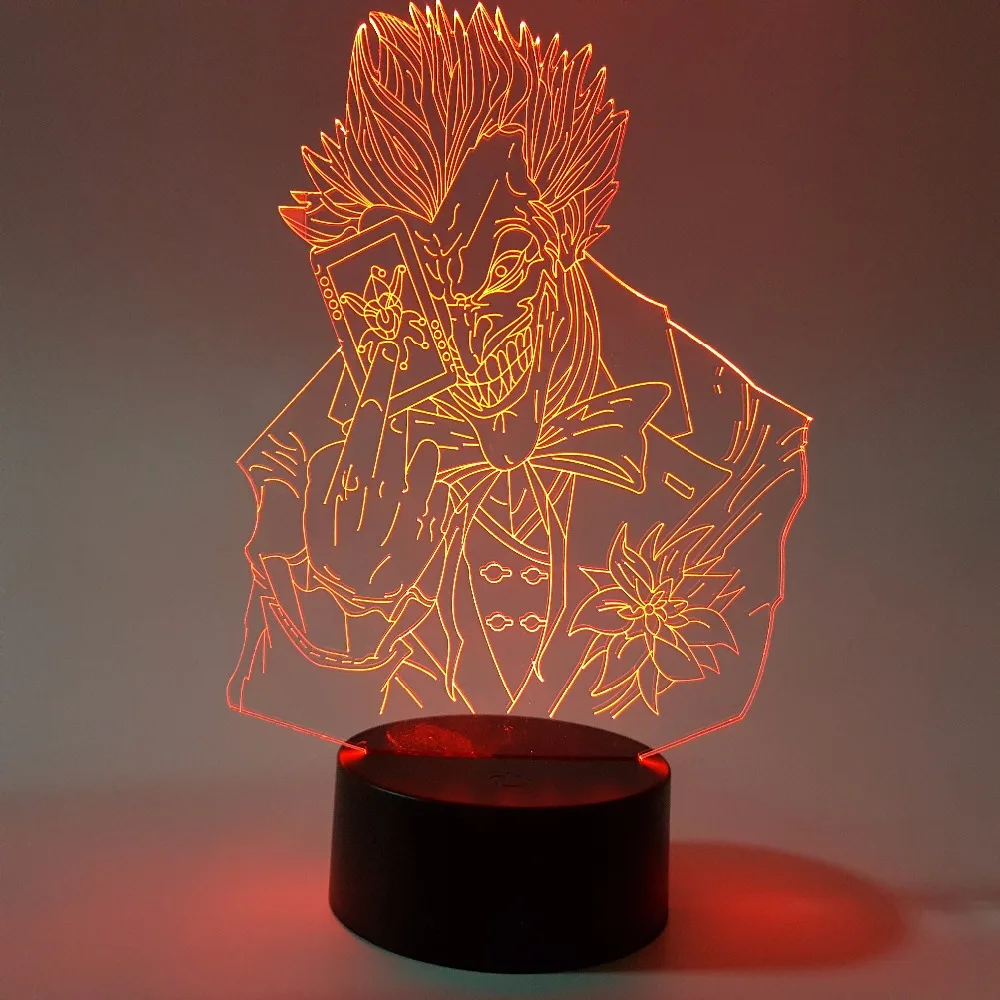 Бэтмен Джокер визуальная Иллюзия светодиодный 3D ночной Светильник RGB Изменение цвета Джокер Отряд Самоубийц фигурка Новинка светильник для детей