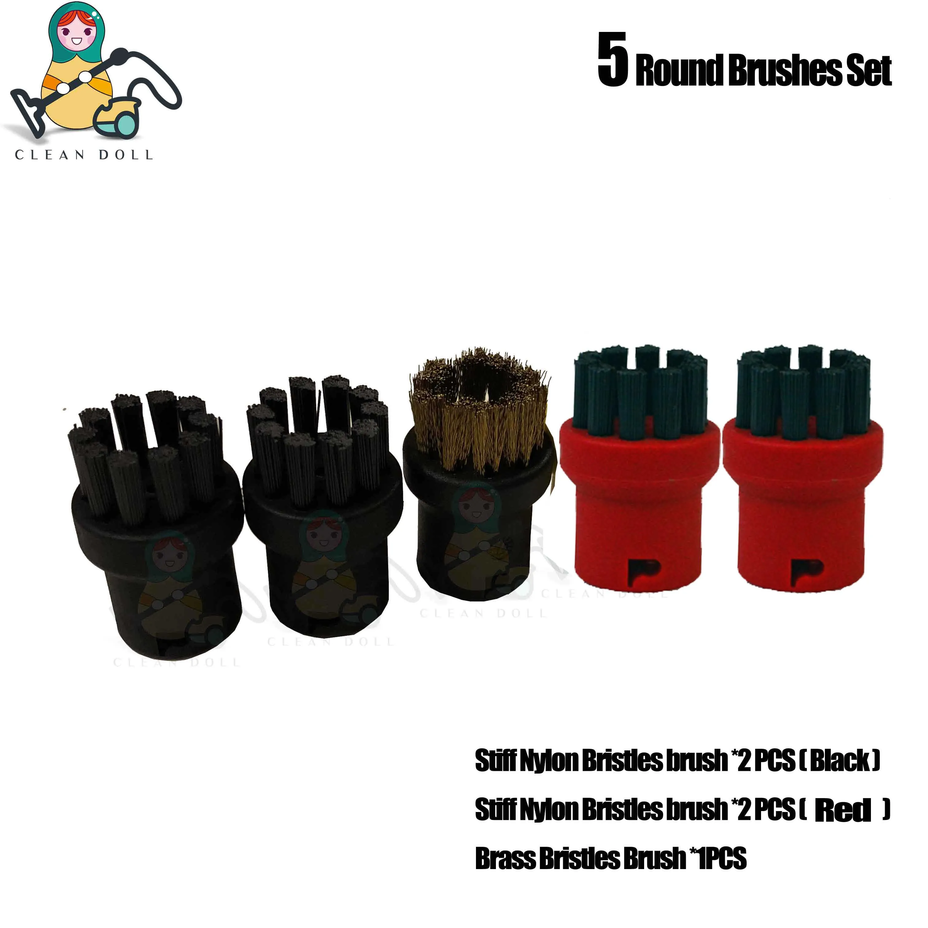 KAR-SC-BR-5PK Мульти-Набор насадок нейлоновая латунная щетина щетка для Karcher SC1 SC2 SC3 SC4 SC5 SC 6,800 SC 1020 пароочиститель насадка части щетки - Цвет: KAR-SC-BR-5PK