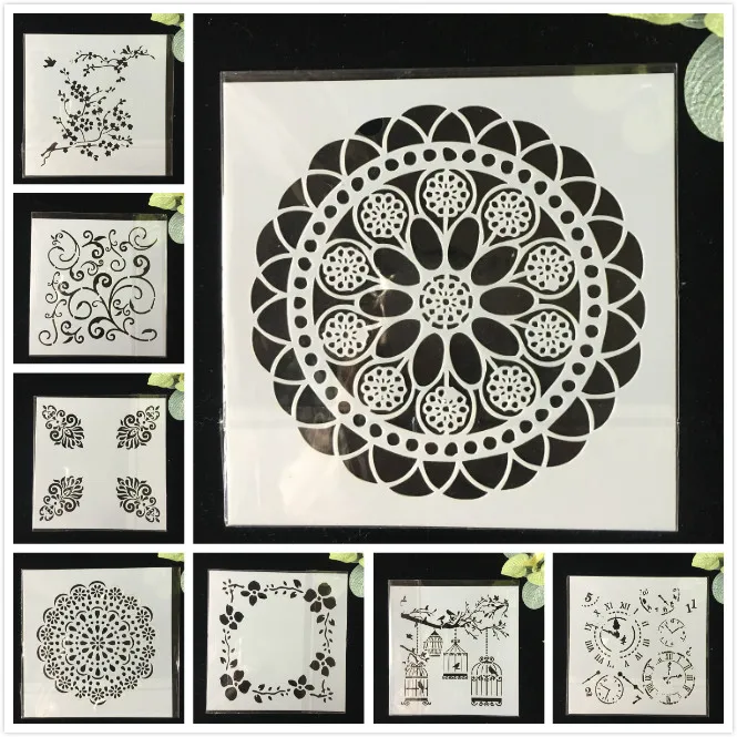 

8Pcs/Pack 13cm Wheel Clock DIY Layering Stencils Wall Painting Scrapbook Coloring Embossing Album Decorative Template