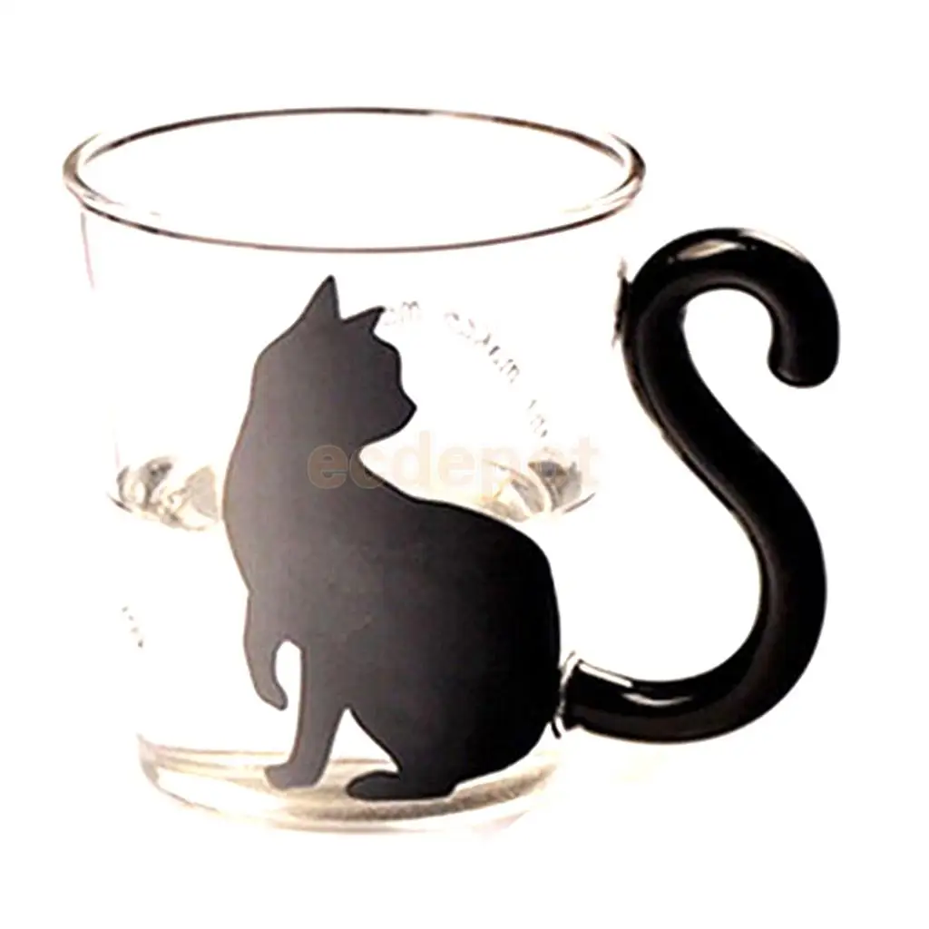 Креативная стеклянная кружка Cat Kitty для чая молока кофе с ручкой подарок на день