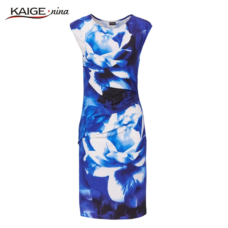 Новые Печатные Bodycon Платье Женщины Летние Платья Кайге. Нина Марка Плюс Размер