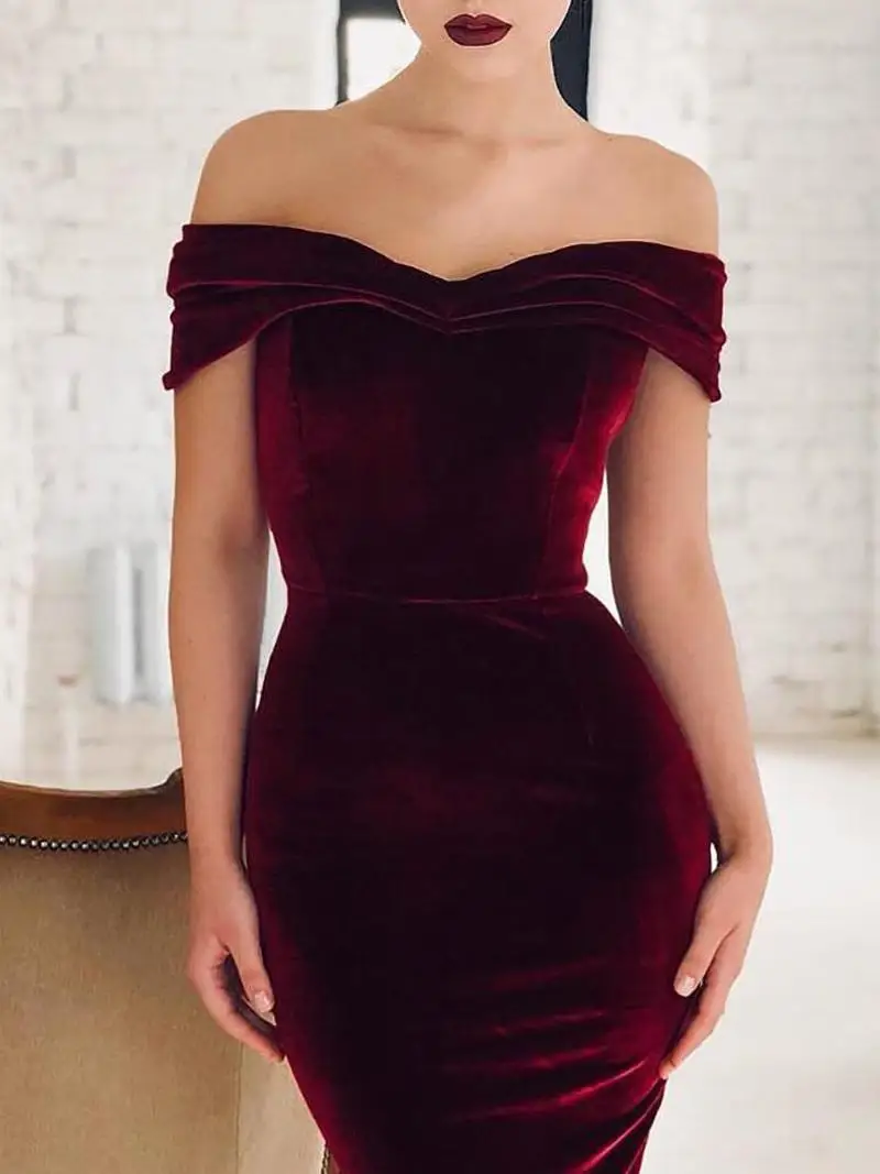 

2019 New Sexy Off Shoulder Ruched Velvet Party Dress Women Sheath Bodycon Dress Elegant Sleeveless Midi Club Dress Vestidos