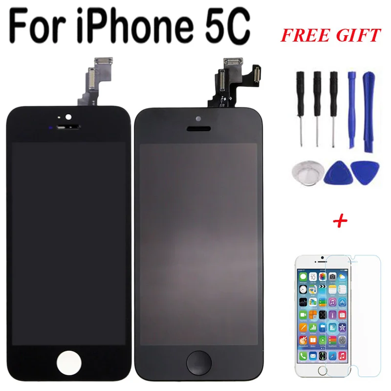 5 шт. Замена Для iPhone 5C ЖК-W/Стекло Оригинала Сенсорный Экран + Home Button Камера Дисплей