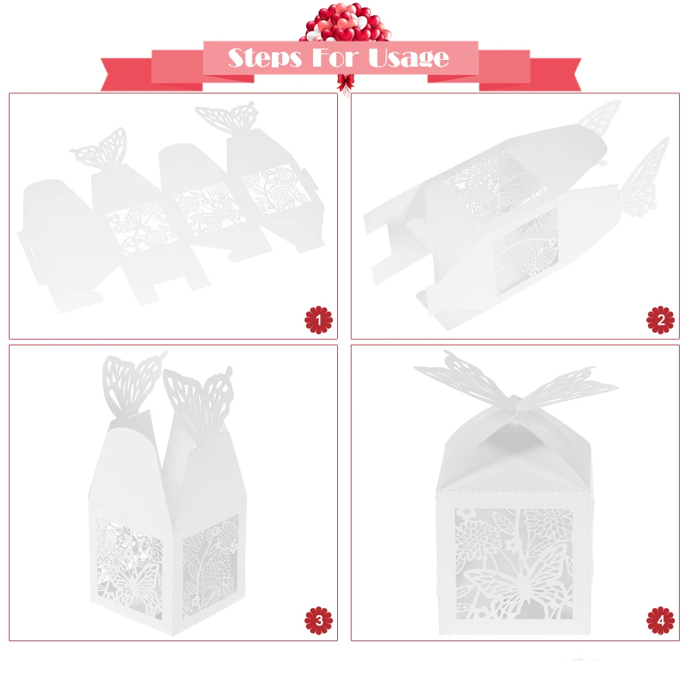 50 шт./компл. мини лазерная резка конфет коробка бумажный белого цвета с жемчугом