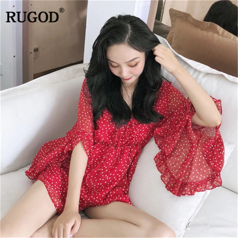 Новинка летние комбинезоны RUGOD женские пикантные боди с рукавом фонарик на