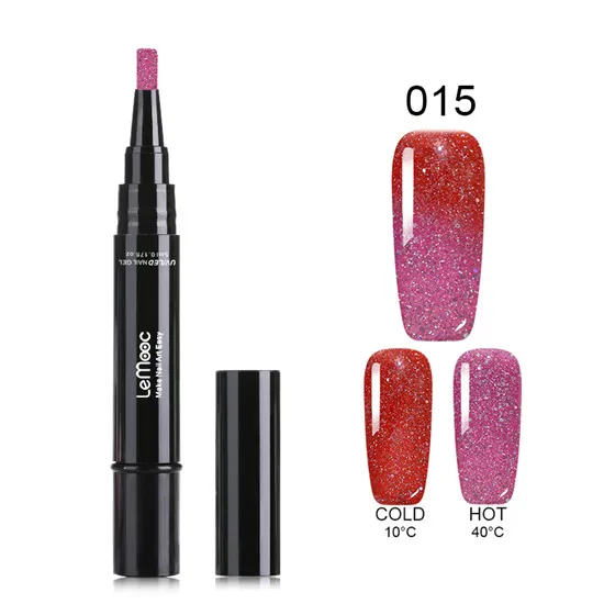 LM-015 LEMOOC, 5 мл, Термальный, меняющий цвет, Гель-лак для ногтей, ручка Vernis, полуперманентный, УФ-гель, Радужный, голографический, замачивающийся, Гель-лак - Цвет: LM-015