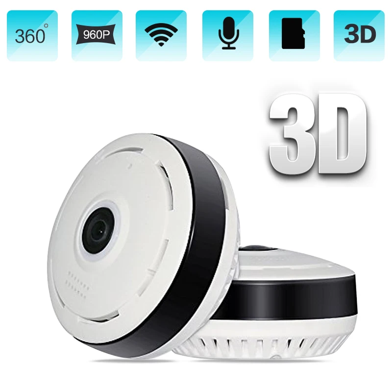 Полный обзор WIFI 360 градусов двухсторонняя аудио панорамная 1080P 2.0MP рыбий глаз