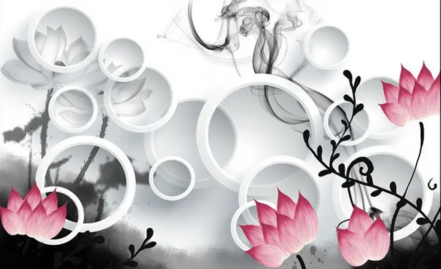 Пользовательские 3d обои чернила Лотос ТВ фон спальня фото | Обустройство дома