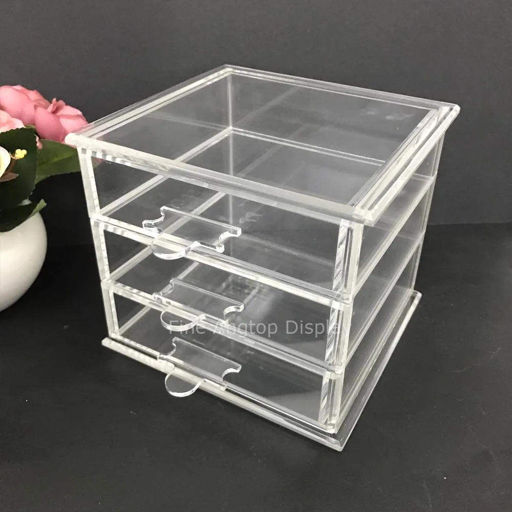 Acrylic Cosmetics Makeup and Jewelry Storage Box 3 Small Drawers Space Saving