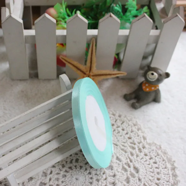 mint green 6mm 25 ярдов мятно-Зеленая Шелковая атласная лента для украшения свадебной вечеринки подарочная упаковка Рождественская Новогодняя одежда тканевая лента для шитья - Цвет: mint green 6mm