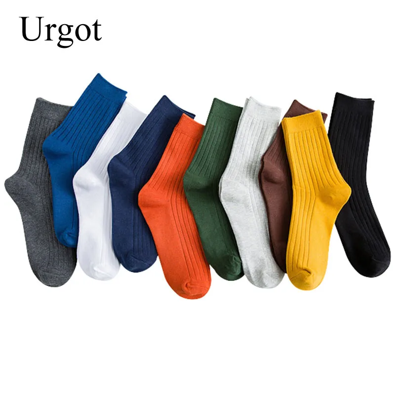 

Urgot 3 Pairs/lot Men's Socks All Seasons Double Needles Long Tube Sock Cotton Deodorant Business Fashion Cotton Socks Men Meias