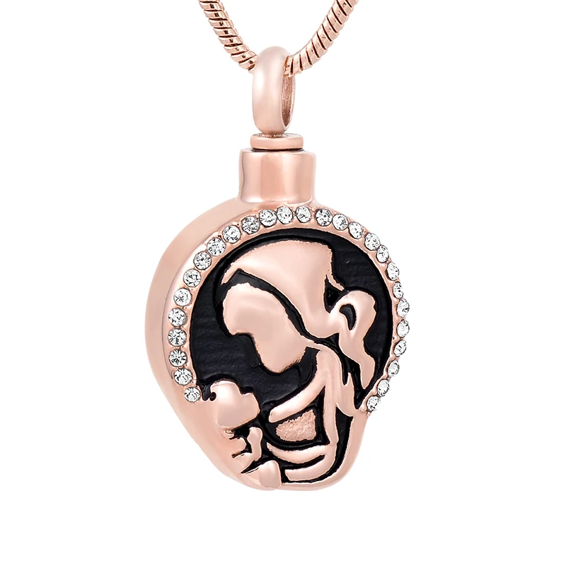 

IJD9773 Mother&Baby Forever Love Stainless Steel Cremation Jewellery From Ashes - Engravable Memorial Keepsake Urn Necklace