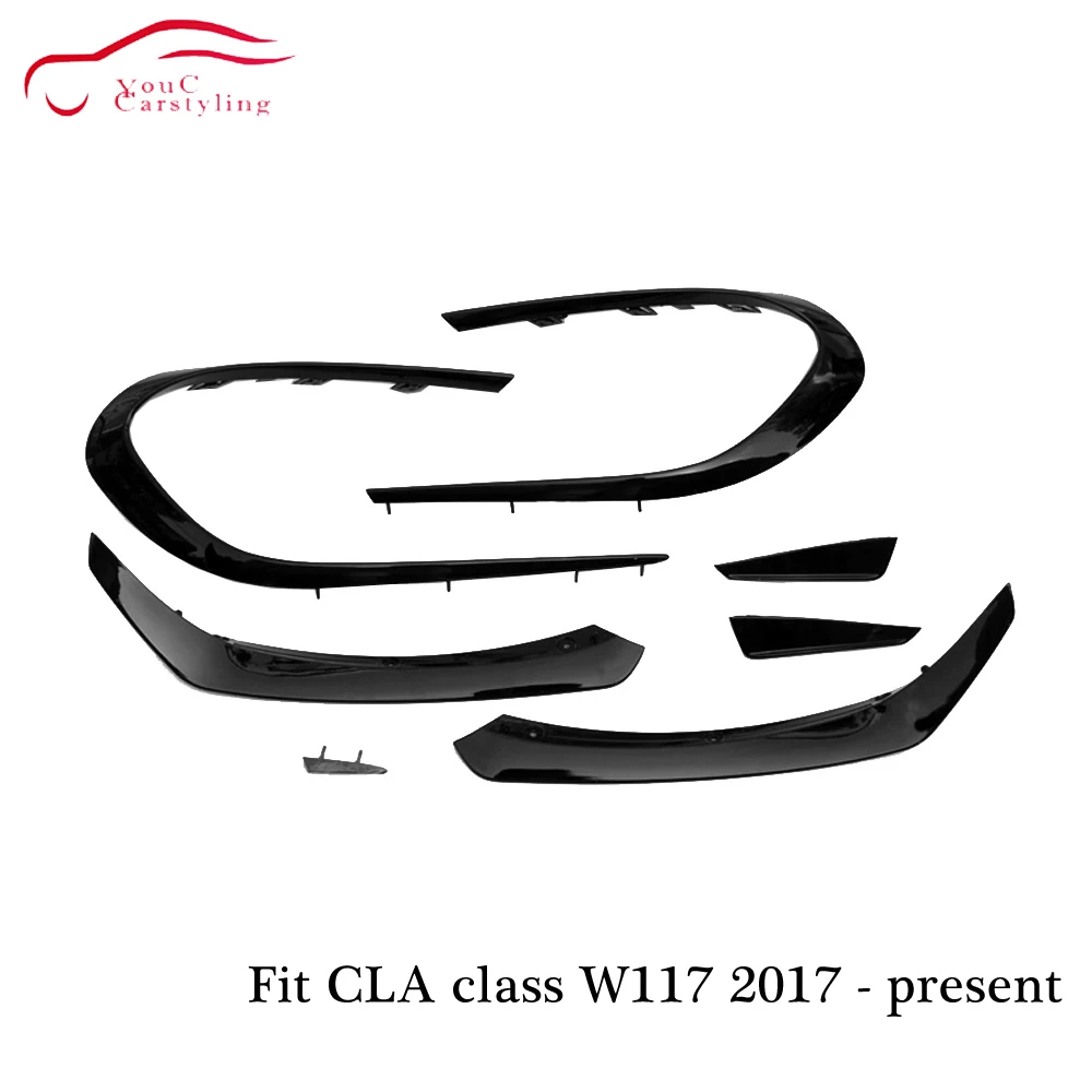 Передняя губа W117 со сплиттером бампер спойлер для Mercedes CLA C117 CLA180 CLA200 CLA250 CLA45 AMG