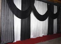 3x6m 10ftx20ft funeral backdrop church stage curtain with sequins black swags ice silk wedding party stage decoration