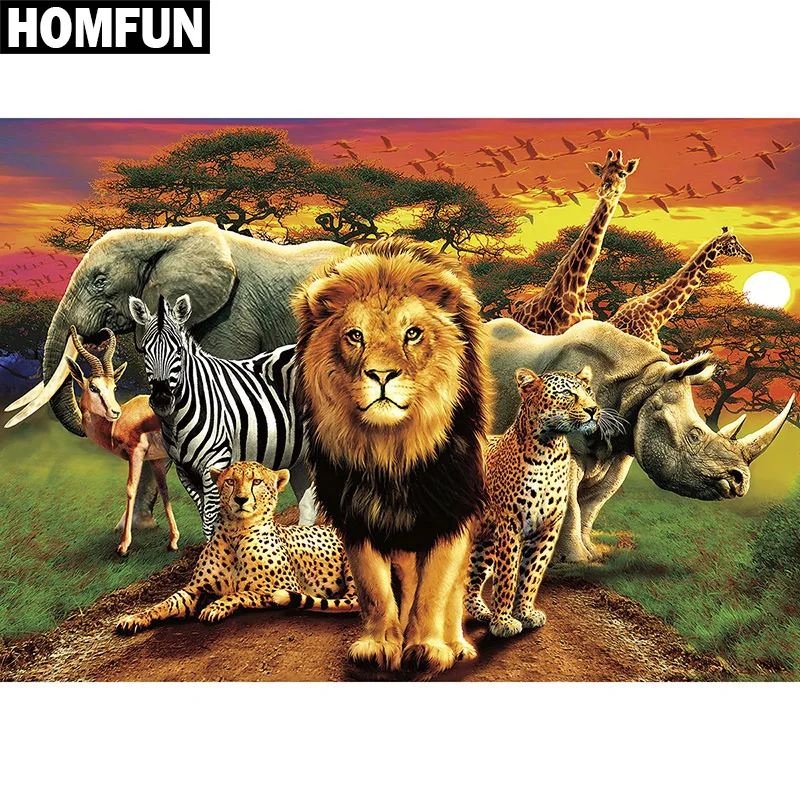 

Алмазная 5D Вышивка HOMFUN «животный лес», картина с полными квадратными/круглыми стразами, вышивка крестиком, домашний декор, подарок