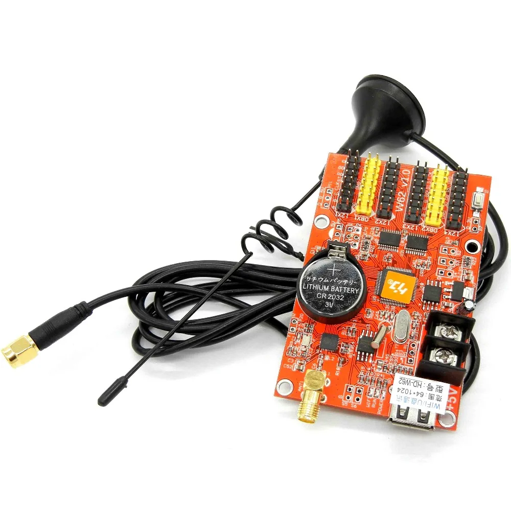 

HD-W62 WIFI / U-disk led control card 1024*64 pixels wireless Asynchronous led controller for display scrolling message sign
