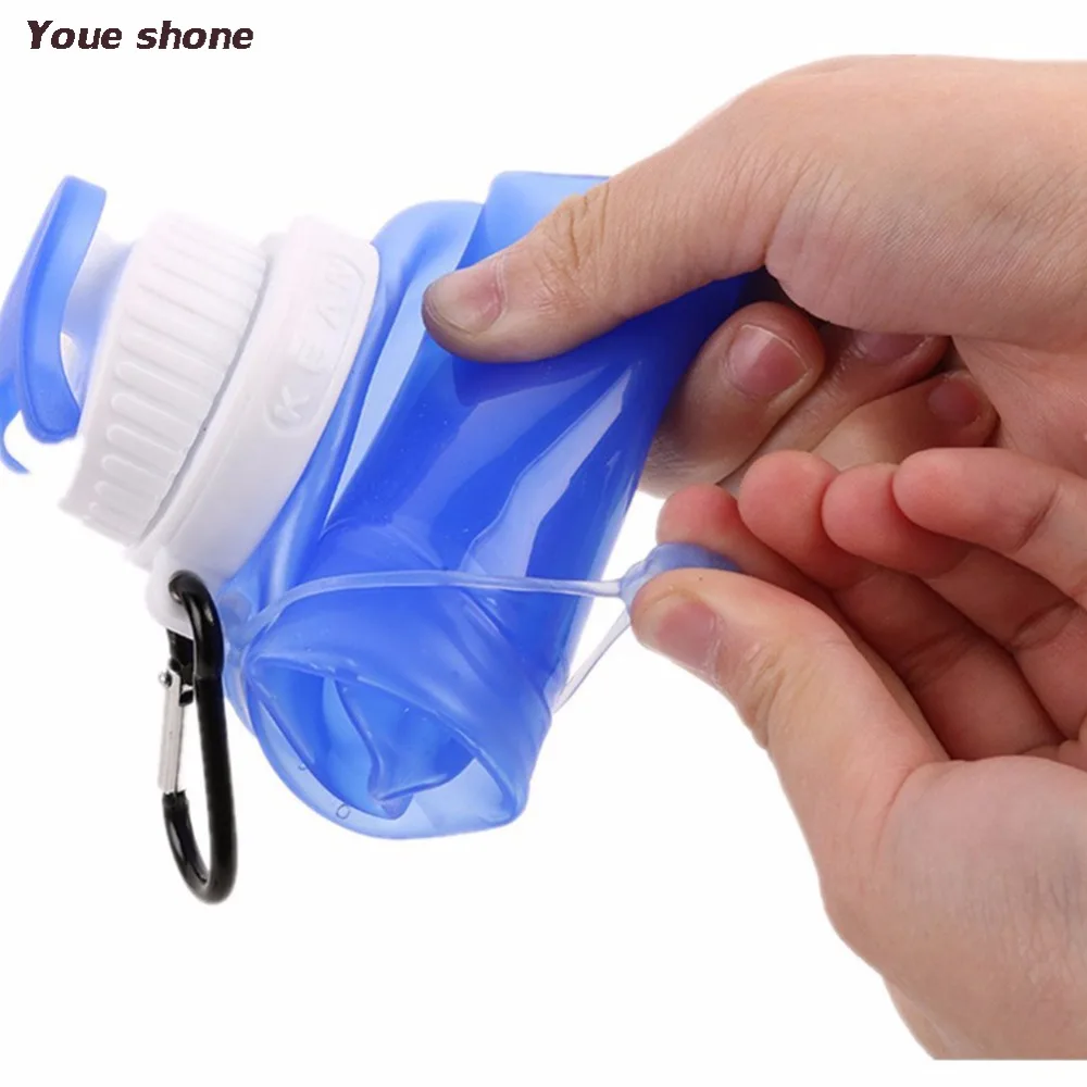 500ml Silicone Foldable Water Bottle BPA Free Collapsible Drinkware Travel Sport Camping Hiking Accessories | Дом и сад