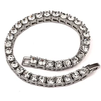 bling hip hop men bracelet silver plated iced out one row rhinestones bracelet chain length 20cm
