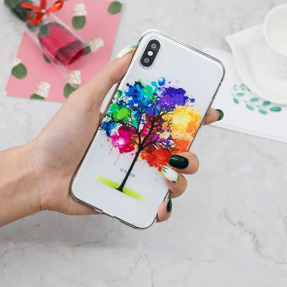 Милые Панели телефона с рисунком для iphone 6plus 5 5S чехол iPhone X Xs Max корпус Coque ТПУ