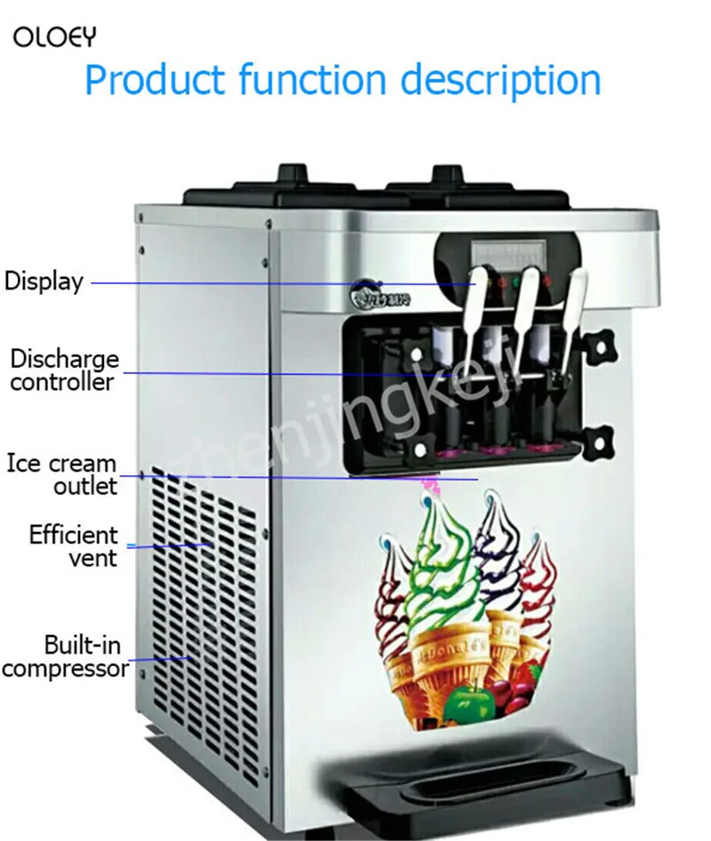 Машина для коммерческого мороженого трехголовая настольная машина мягкого
