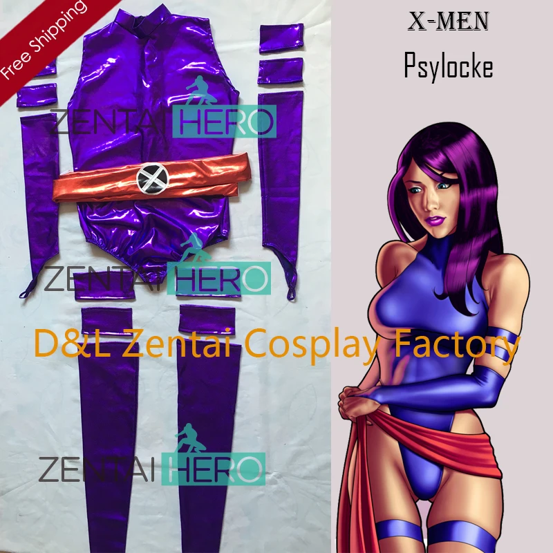 Бесплатная доставка DHL 2017 сексуальный X-Men Psylocke Elizabeth костюм braddock Фиолетовый