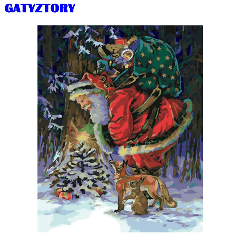 GATYZTORY рамки Рождество diy живопись по номерам акриловые настенные художественные картины краски по номерам современные для домашнего декора уникальный подарок