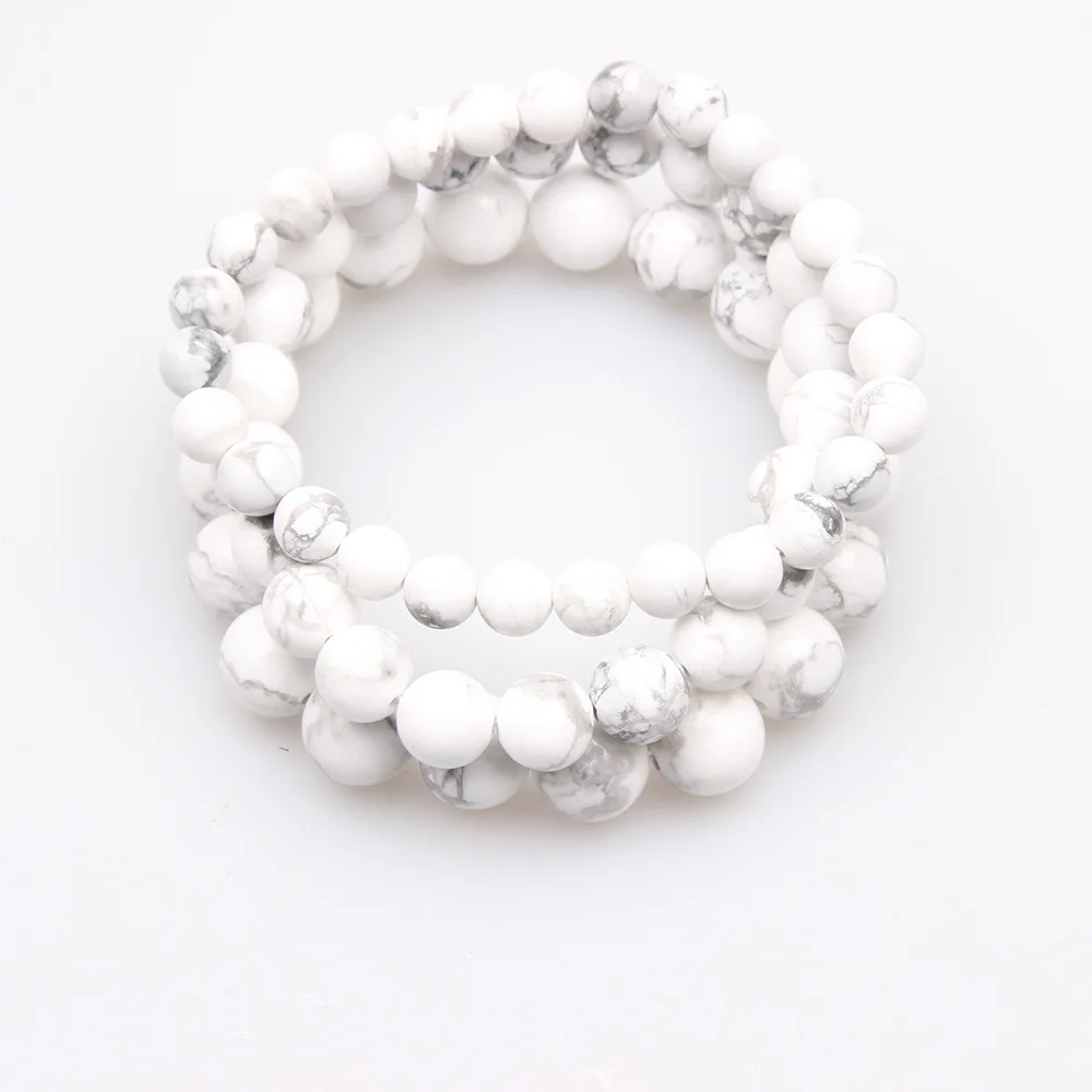 Бусины из натурального камня 6 мм 8 10 глазурованные белые бусины Howlite браслет для