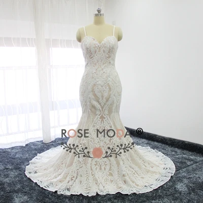 same as photo Роза Moda Потрясающие блестками кружевное свадебное платье тонкие бретели Кот над Румяна свадебное платье es со шнуровкой сзади - Цвет: same as photo