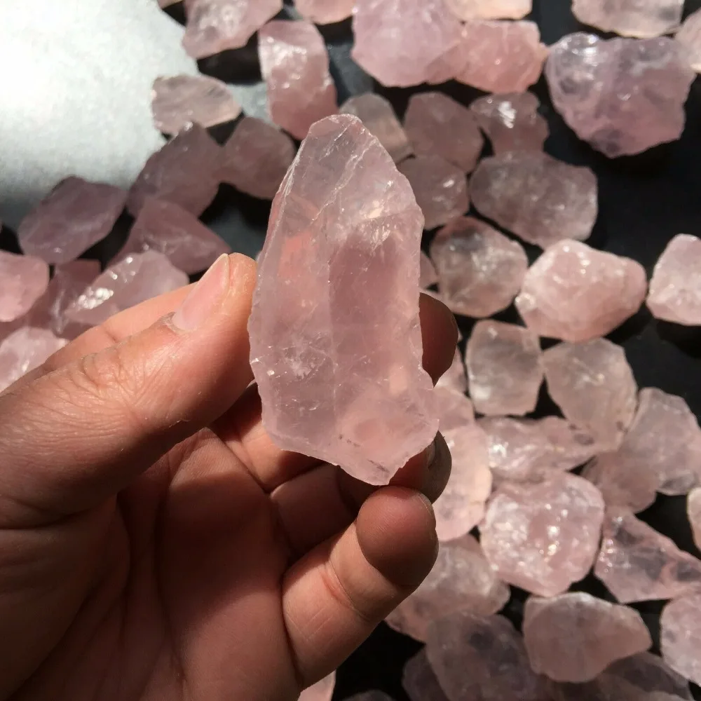 Cristal de cuarzo rosa Natural en bruto, 1000g, Lapidary rugoso Curaci&oacute;n-4