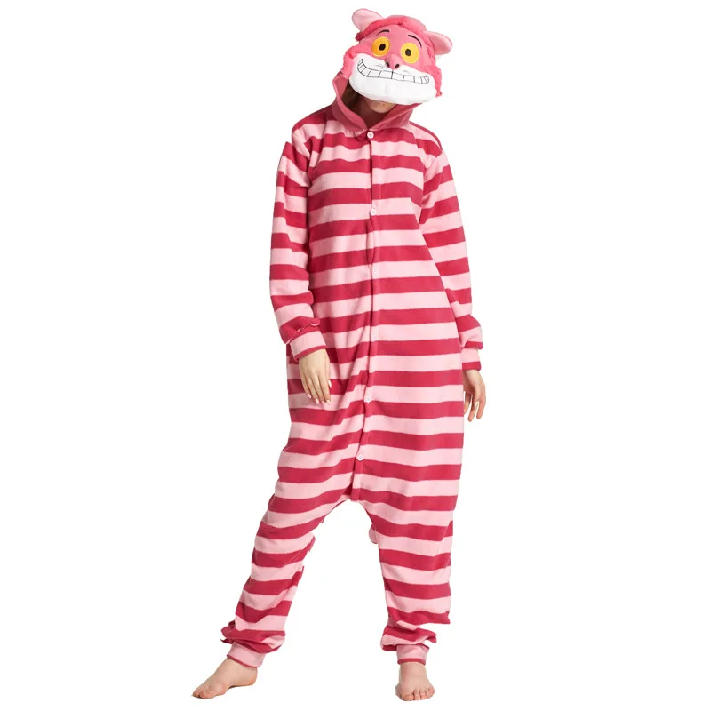 Cheshire кошка кигуруми пижамы животных для взрослых мультфильм женщин боди косплей