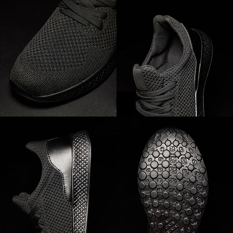 BomKinta New Breathable Adult Casual Shoes Men Plus Size 48 Mesh All Black Tenis Sneakers Outdoor Walking Male | Обувь