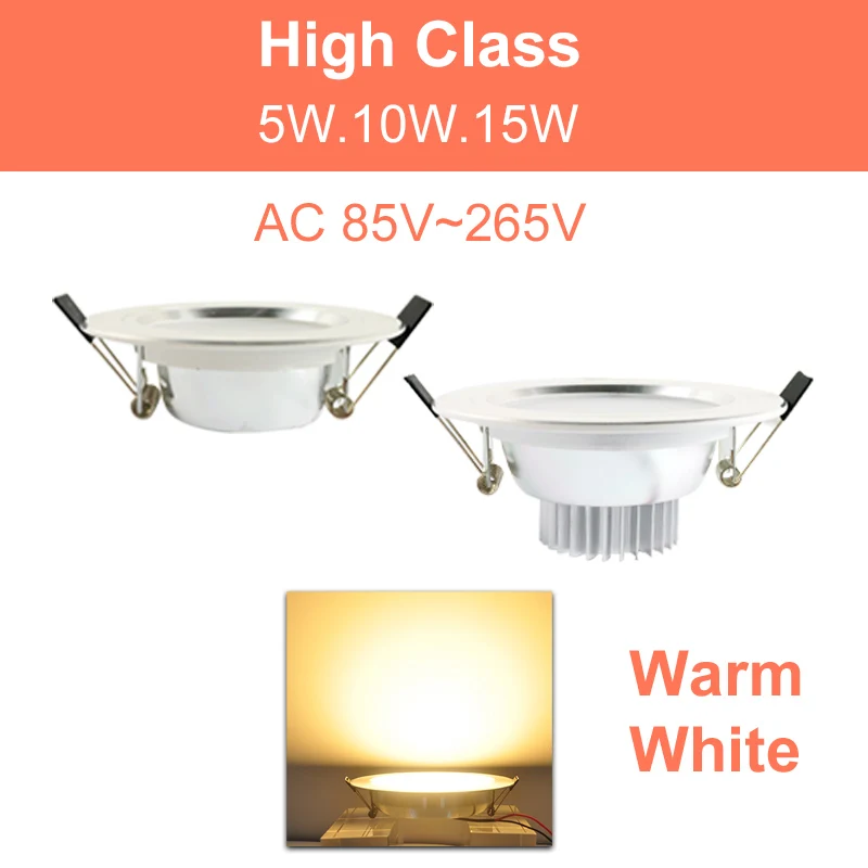 High Class Warm Светодиодный светильник, светодиодный прожектор, 3 Вт, 5 Вт, 9 Вт, 15 Вт, 18 Вт, серебристо-белый, ультра тонкий светильник, AC110V, 220 В, светодиодный светильник, для спальни, для внутреннего освещения - Испускаемый цвет: High Class Warm