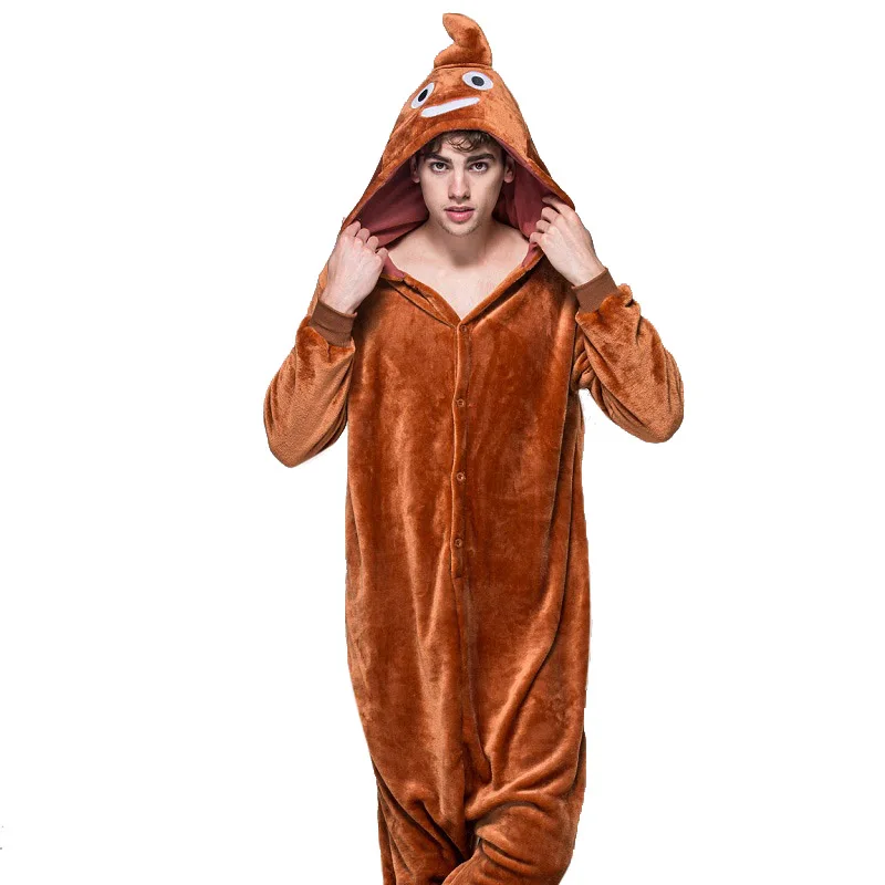 Kigurumi эмодзи Onesie Poo взрослых пижамы для женщин мужчин Хэллоуин осень зима унисекс