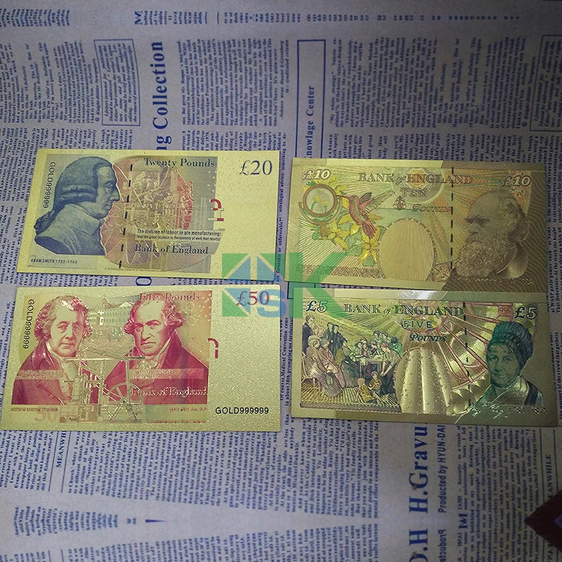 20 компл. 80 шт. YOOX фунт красочные золотой фольги покрытием Великобритании банкнот