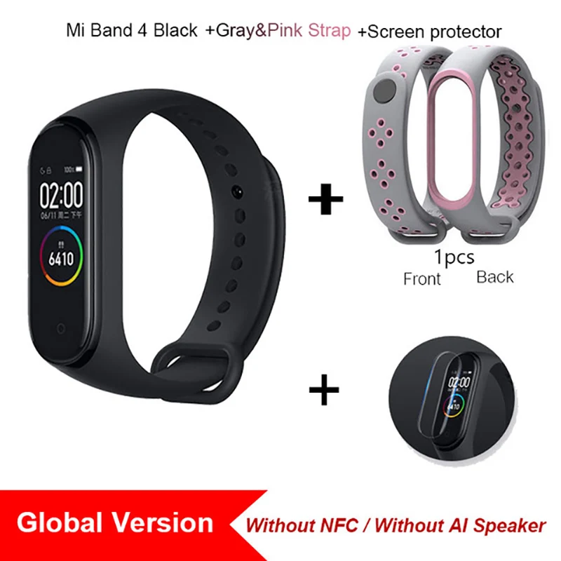 gray-pink strap GL2 Xiaomi Mi Band 4, Умные часы цветной экран Bluetooth 5.0 Смарт-браслет Фитнес-сердечный ритм 135 мАч Смарт-браслет Смарт-часы Браслет здоровья смарт браслет фитнес браслет - Цвет: gray-pink strap GL2