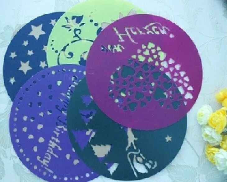 5 шт. трафареты для торта с днем рождения/цветок/звезда/Сердце/Санта Клаус