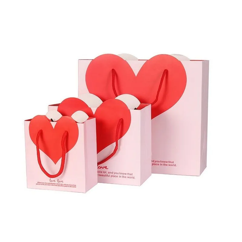 Lovely Heart ожерелье с Бумага Подарочная сумка для подарков подарочные пакеты ручкой