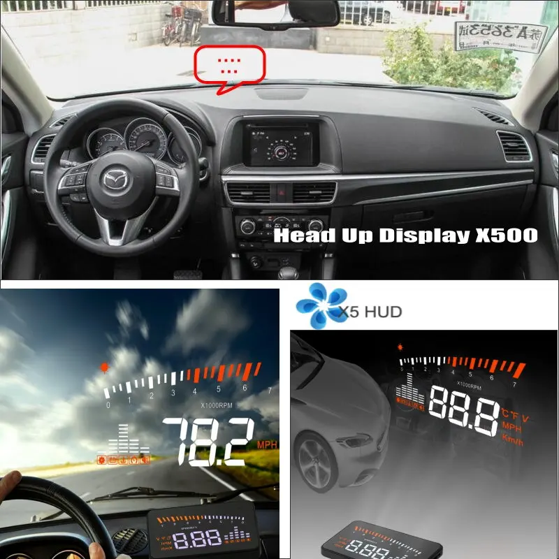 For Mazda CX 5/CX-5/CX5 2012-2015 Car HUD Head Up Display OBD2 II EUOBD Overspeed Warning System Projector Windshield Auto