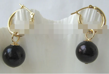 09246 черный круглый FW жемчужные серьги золотого цвета | Украшения и аксессуары