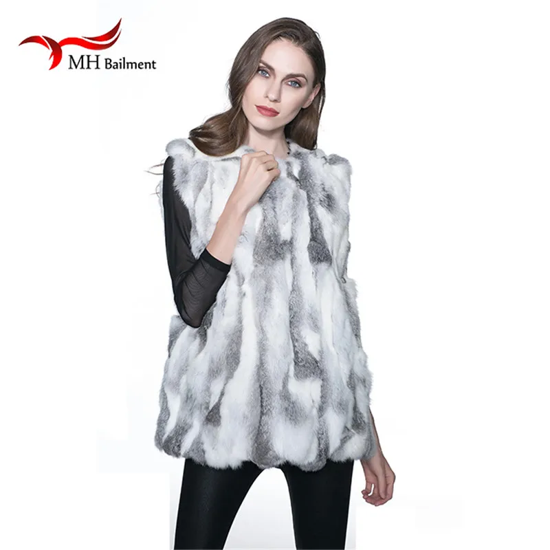 Сексуальный меховой жилет женский из кроличьего меха пальто натурального для