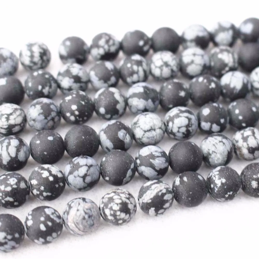 

Wholesale Matte Snowflake Obsidian Beads,4mm 6mm 8mm 10mm 12mm 14mm Snowflake Obsidian Round Beads.DIY Jewelry Making Beads