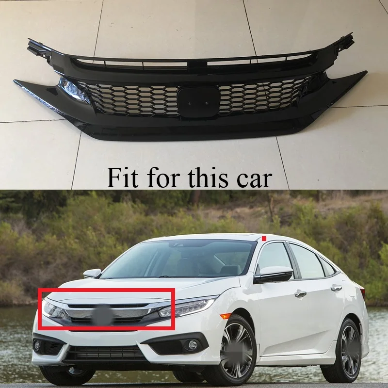 1 шт. Передняя вытяжка сотовая сетка Решетка Новый гриль для HONDA CIVIC 10TH 2016